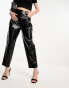 Фото #4 товара Miss Selfridge vinyl faux leather peg trouser in black