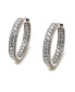 ფოტო #1 პროდუქტის Suzy Levian Sterling Silver Cubic Zirconia Framed Hoop Earrings