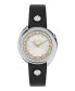 ფოტო #1 პროდუქტის Women's Tortona Crystal 2 Hand Quartz Black Genuine Leather Watch, 38mm