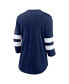 ფოტო #2 პროდუქტის Women's Heather Deep Sea Blue Seattle Kraken Line Shift Tri-Blend Three-Quarter Sleeve T-shirt