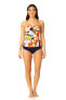 Фото #1 товара Anne Cole Twist Front Shirred Bandeau Tankini Swim Top, Palm Party Size L 306465