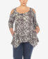 Фото #1 товара Plus Size Snake Print Cold Shoulder Tunic Top