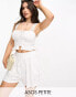 Фото #1 товара ASOS DESIGN Petite broderie shorts with tie pockets in white