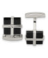 Stainless Steel Polished Black IP-plated CZ Square Cufflinks - фото #2