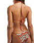 South Beach embroidered triangle bikini top in rust abstract print