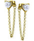 ფოტო #2 პროდუქტის Cubic Zirconia Heart Front and Back Chain Drop Earrings, Created for Macy's