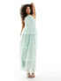 Фото #2 товара Vila Bridesmaid halterneck tulle maxi dress with tiered skirt in mint green