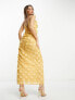 ASOS DESIGN textured cowl maxi dress with strappy detail in pale yellow