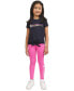 ფოტო #1 პროდუქტის Little Girls Logo Graphic Tie-Hem T-Shirt & Leggings, 2 Piece Set