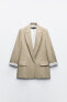 Linen blend roll-up sleeve open blazer