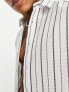 Фото #2 товара ASOS DESIGN relaxed textured stripe shirt in white