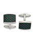 ფოტო #1 პროდუქტის Stainless Steel Black and Green Carbon Fiber Inlay Cufflinks