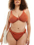 Фото #7 товара South Beach Curve crinkle high waist bikini bottom in rust