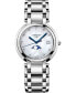 ფოტო #1 პროდუქტის Women's Swiss PrimaLuna Diamond-Accent Stainless Steel Bracelet Watch 34mm
