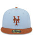 ფოტო #4 პროდუქტის Men's Light Blue/Brown New York Mets Spring Color Basic Two-Tone 59Fifty Fitted Hat