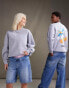 ASOS DESIGN Disney unisex oversized sweatshirt with Donald Duck prints in grey marl