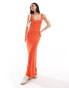 Фото #1 товара Bershka ribbed scoop neck bodycon maxi dress in orange