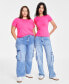 Фото #9 товара Trendy Plus Size High-Rise Utility Cargo Jeans, Created for Macy's