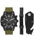 Men's Three Hand Gunmetal 50mm Watch, Bracelet, and Multi-Tool Gift Set, 3 Pieces