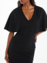 Women's Black Batwing V-Neck Maxi Dress