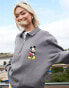 Фото #4 товара ASOS DESIGN Disney unisex oversized heavyweight polo sweatshirt with Mickey Mouse embroidery in green