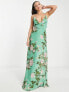 ASOS DESIGN Tall cami wrap maxi dress with lace up back in sage floral