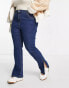 Yours split hem straight leg jean in mid blue Голубой, 44 - фото #1