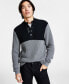 Фото #1 товара Men's Regular-Fit Colorblocked Textured 1/4-Snap Mock-Neck Sweater, Created for Macy's