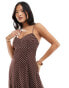 Forever New Petite strappy midaxi dress in brown polka dot