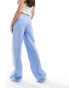 Фото #3 товара Mango linen drawstring trousers in light blue