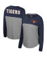 Фото #1 товара Women's Heather Gray, Navy Distressed Auburn Tigers Jelly of the Month Oversized Tri-Blend Long Sleeve T-shirt