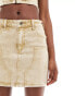 Guess Originals co-ord aged denim mini skirt in overdyed beige Бежевый, W28 - фото #2