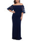 Фото #1 товара Plus Size Off-The-Shoulder Embellished-Sleeve Gown