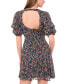 ფოტო #2 პროდუქტის Women's Bubble-Sleeve Back-Cutout Floral Mini Dress