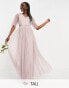 Anaya With Love Tall Bridesmaid tulle flutter sleeve maxi dress in pink Розовый, UK 8 - фото #1