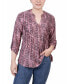 ფოტო #1 პროდუქტის Petite 3/4 Roll Tab Sleeve Printed Pintuck Top