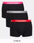 Calvin Klein 3-pack trunks with coloured waistband in black