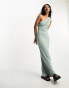 Фото #4 товара ASOS DESIGN draped one shoulder maxi dress in sage