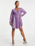 Фото #4 товара Collective the Label Petite exclusive sequin wrap mini dress in lilac