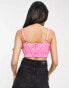 & Other Stories cropped jacquard top in hot pink