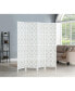 Quarterfoil infused Diamond Design 4-Panel Room Divider, White