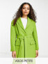 ASOS DESIGN Petite belted suit blazer in olive