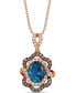 Фото #1 товара Le Vian deep Sea Blue Topaz (3 ct. t.w.) & Diamond (3/4 ct. t.w.) 18" Pendant Necklace in 14k Rose Gold