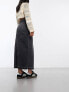 Фото #5 товара Pimkie denim split front midi skirt in washed black