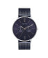 ფოტო #1 პროდუქტის Men's Multi-Function Blue Stainless Steel Mesh Bracelet Watch 40mm