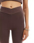 Фото #2 товара Miss Selfridge shaped front flare legging co-ord in chocolate