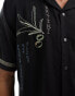 Abercrombie & Fitch martini embroidery short sleeve shirt relaxed fit in black co-ord