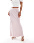 Фото #3 товара Miss Selfridge Petite linen blend bias maxi skirt in soft pink