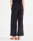 Фото #4 товара Women's Cotton Crochet Wide-Leg Pull-On Pants, Created for Macy's