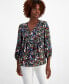 ფოტო #1 პროდუქტის Women's Floral-Print Pintucked Peasant Blouse